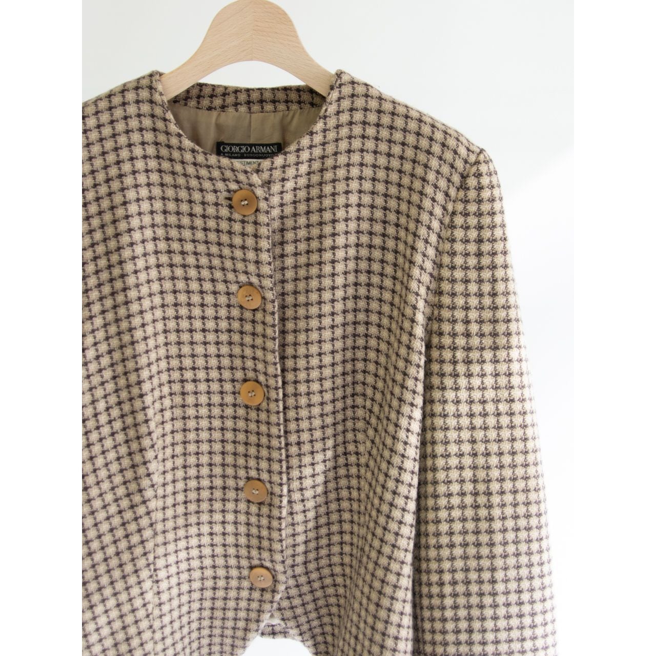 GIORGIO ARMANI】Made in Italy Wool-Silk-Cashmere Collarless Jacket