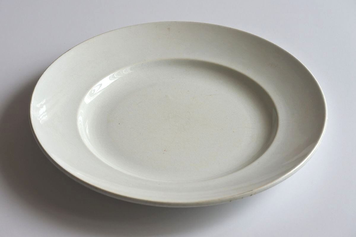 19th C. French Round Platter, Opaque Luneville