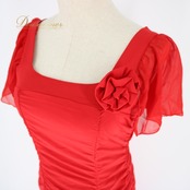 社交ダンス 衣装 スタンダード ドレス ワンピース レッスンウェア パーティ衣装 オールシーズン A vivare アビバーレ 赤 レッド系 無地 コサージュ 伸縮性 ファスナー仕様 肩パッド 胸パッド ポリエステル ポリウレタン レオタード 燃え立つような チュニック フレア ドレープ 大人用 おしゃれ かわいい レディース 体型カバー シンプル デザイン お出かけ ダンスパフォーマンス 着やすい