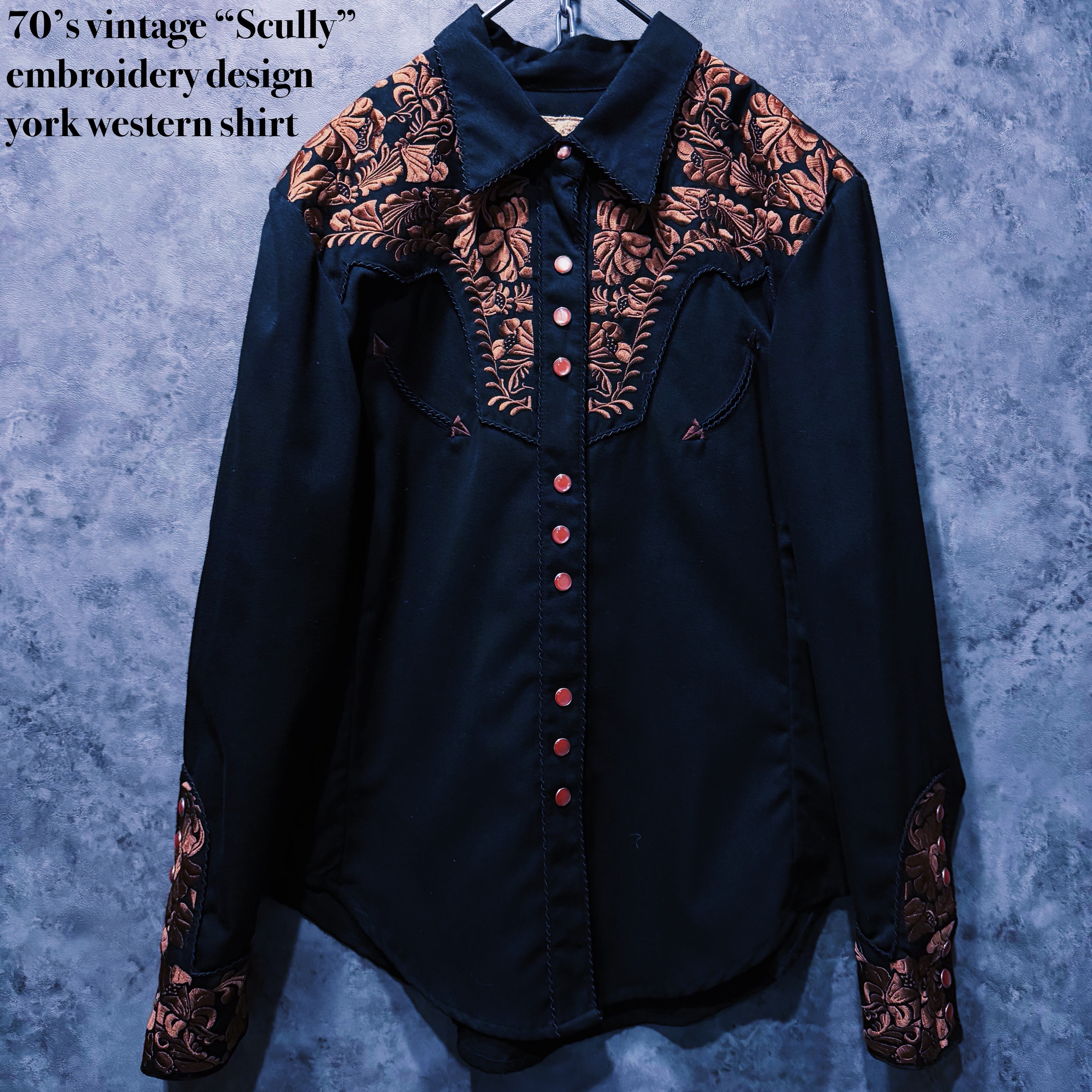 【doppio】70’s vintage “Scully” embroidery design york western shirt