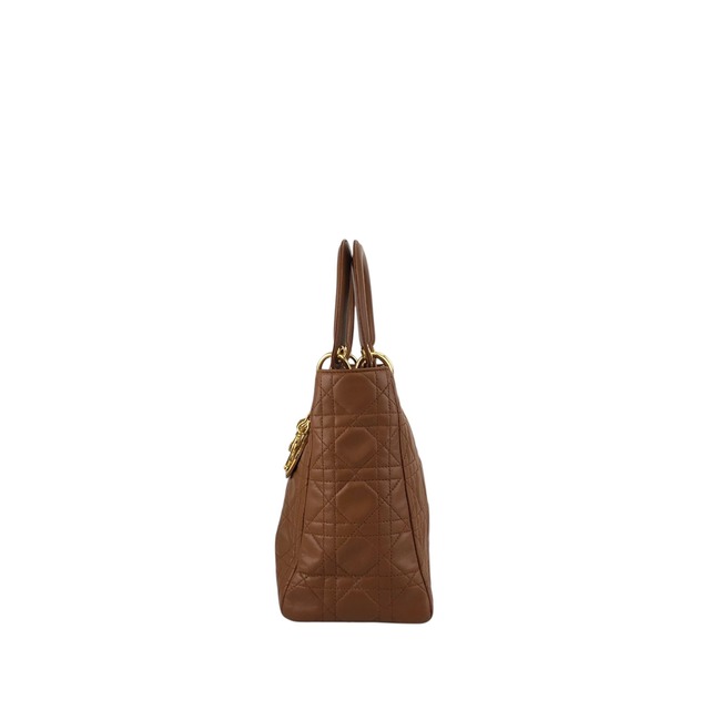 Christian Dior クリスチャン ディオール レディディオール ハンドバッグ ブラウン カナージュ ロゴチャーム レザー 2way vintage ヴィンテージ オールド 5n4tvr