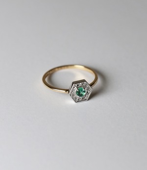 【受注販売】Emerald Diamond Ring K18YG＆PT950 / AL-027