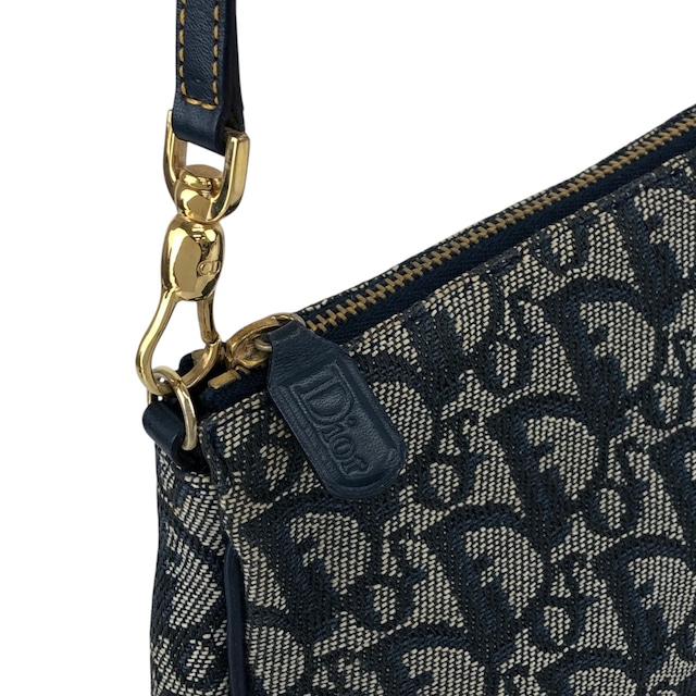 Christian Dior クリスチャン ディオール トロッター ショルダーバッグ ネイビー サドル キャンバス ワンショルダー vintage ヴィンテージ オールド 73m2yp