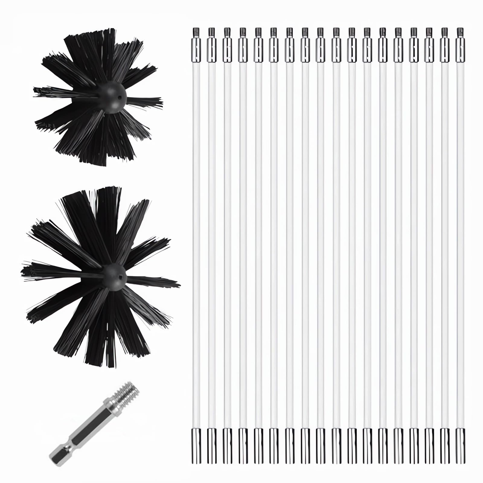【特価処分】煙突ブラシキット 長さ調整可能41cm-738cm 直径10cmと15cmのブラシヘッド付き 掃除が簡単 電気ドリル駆動掃除ツール 暖炉のべーク装置 安全 掃除機ドライヤーパイプ クリーニングブラシ 薪ストーブクリーンアップ 乾燥機用 家庭/産業兼用
