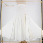 社交ダンス 衣装 スタンダード スカート レッスンウェア オールシーズン 白 ホワイト系 ラインストーン 練習着 シンプル フォーマル 清楚 流れる スカート ふわり 二重スカート 薄手 軽量 可愛い 美しい 上品 練習用 コスチューム エレガント ダンスウェア 目を引く おしゃれ お洒落 ラグジュアリー レディース 取り入れる