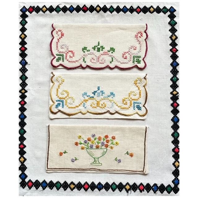 フランス買付 ヴィンテージ カトラリーケース 刺繍ポーチ クロス