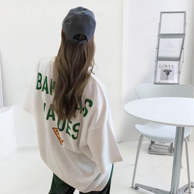 【即納】Y-3895　2026春夏新作♡BAHAMASバックロゴ半袖Tシャツ　アイボリー　0228