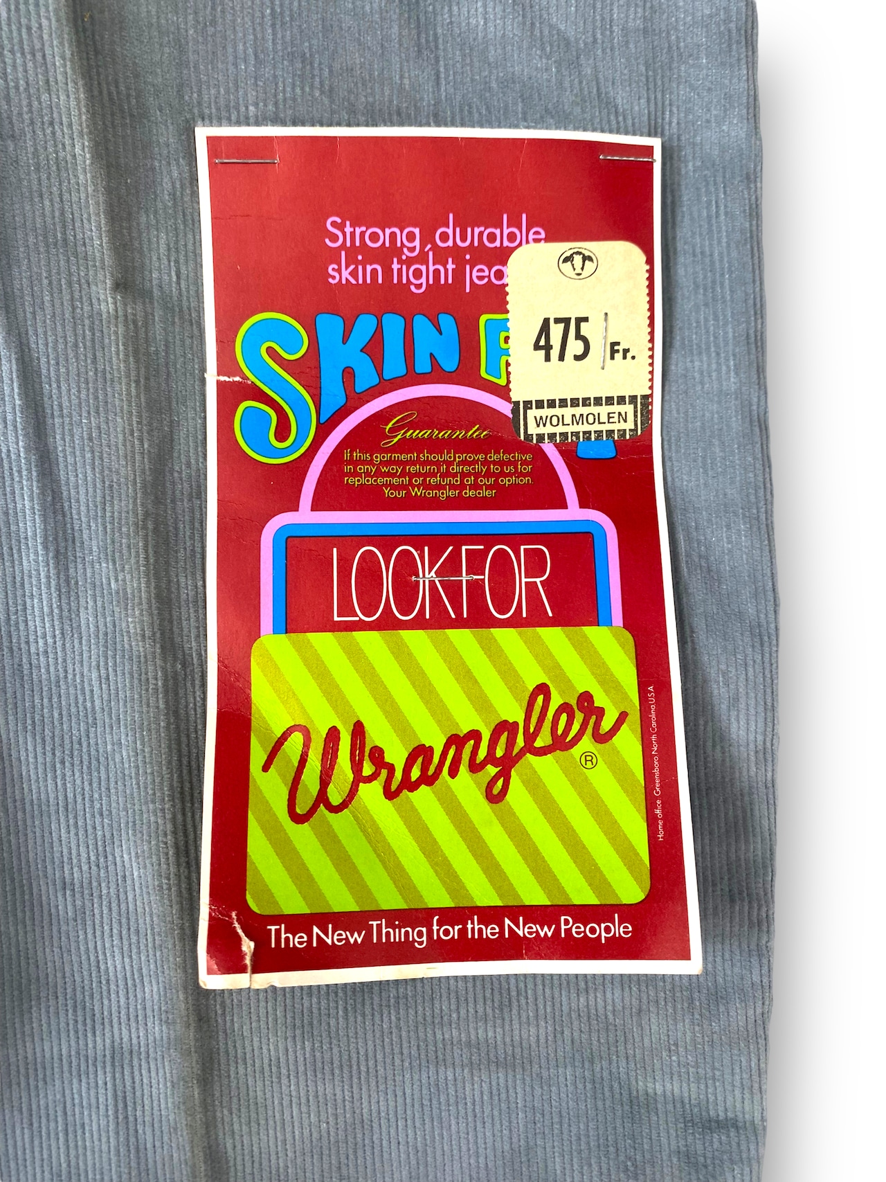 “Wrangler” dead stock corduroy skin fit pants