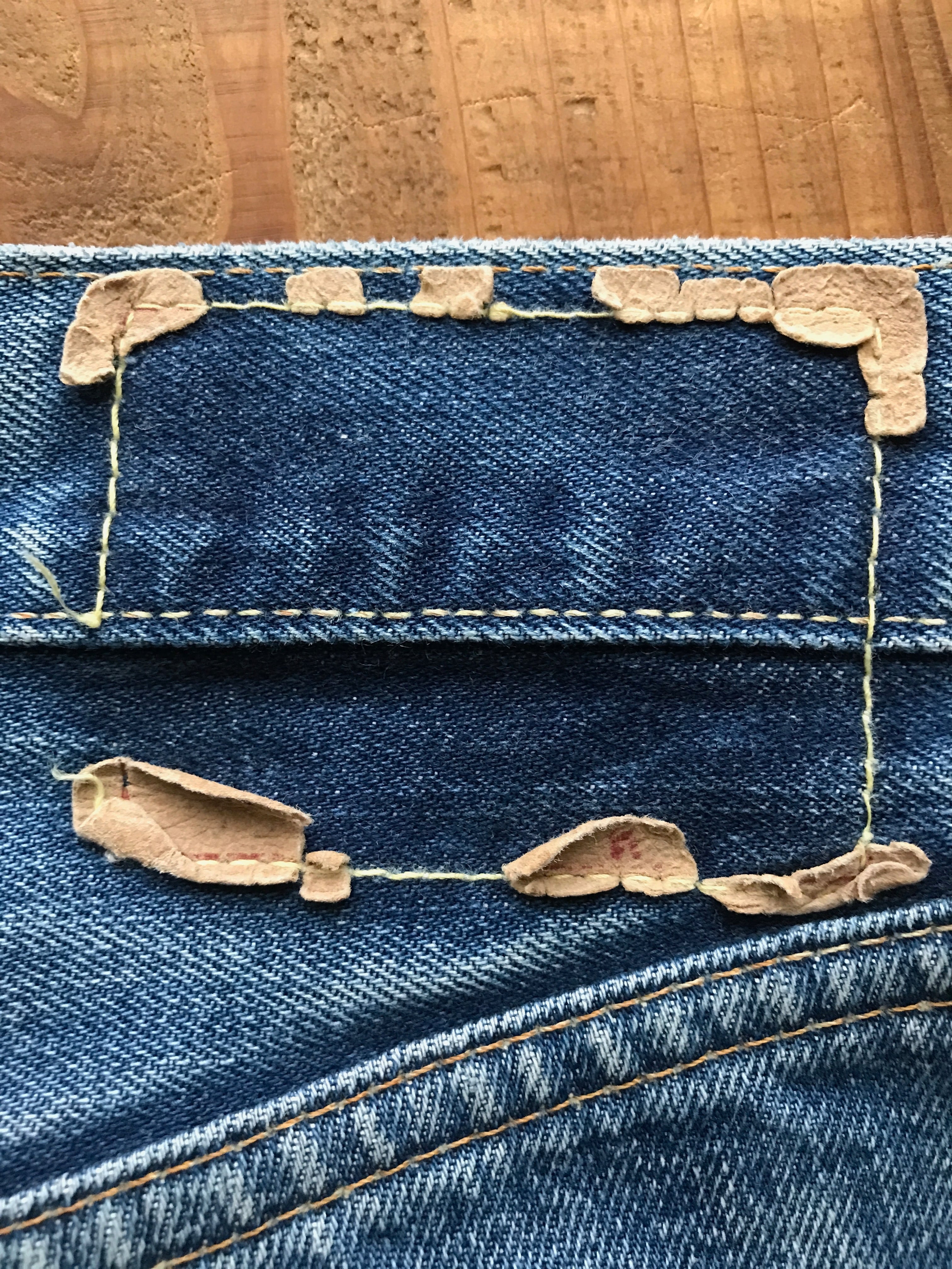 60's Levi's 505 BIG-E デニムパンツ リメイク 美色 リペア跡あり 実寸(35×31.5)