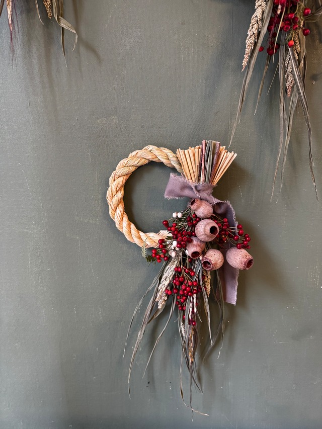 しめ縄飾りM レッドブラウン