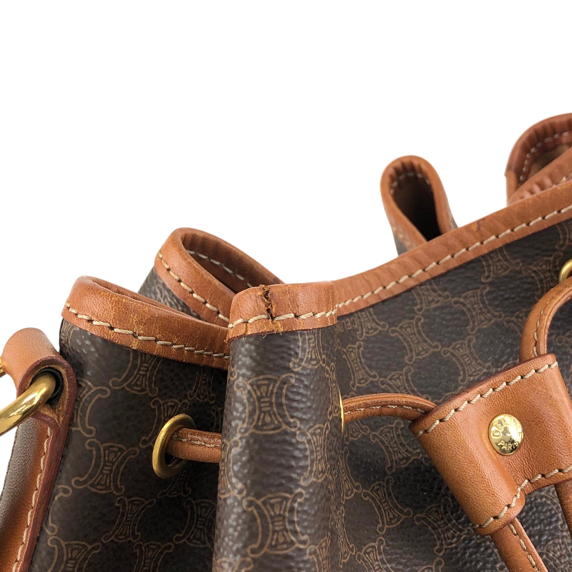 CELINE セリーヌ マカダム ショルダーバッグ ブラウン ブラゾン型押し