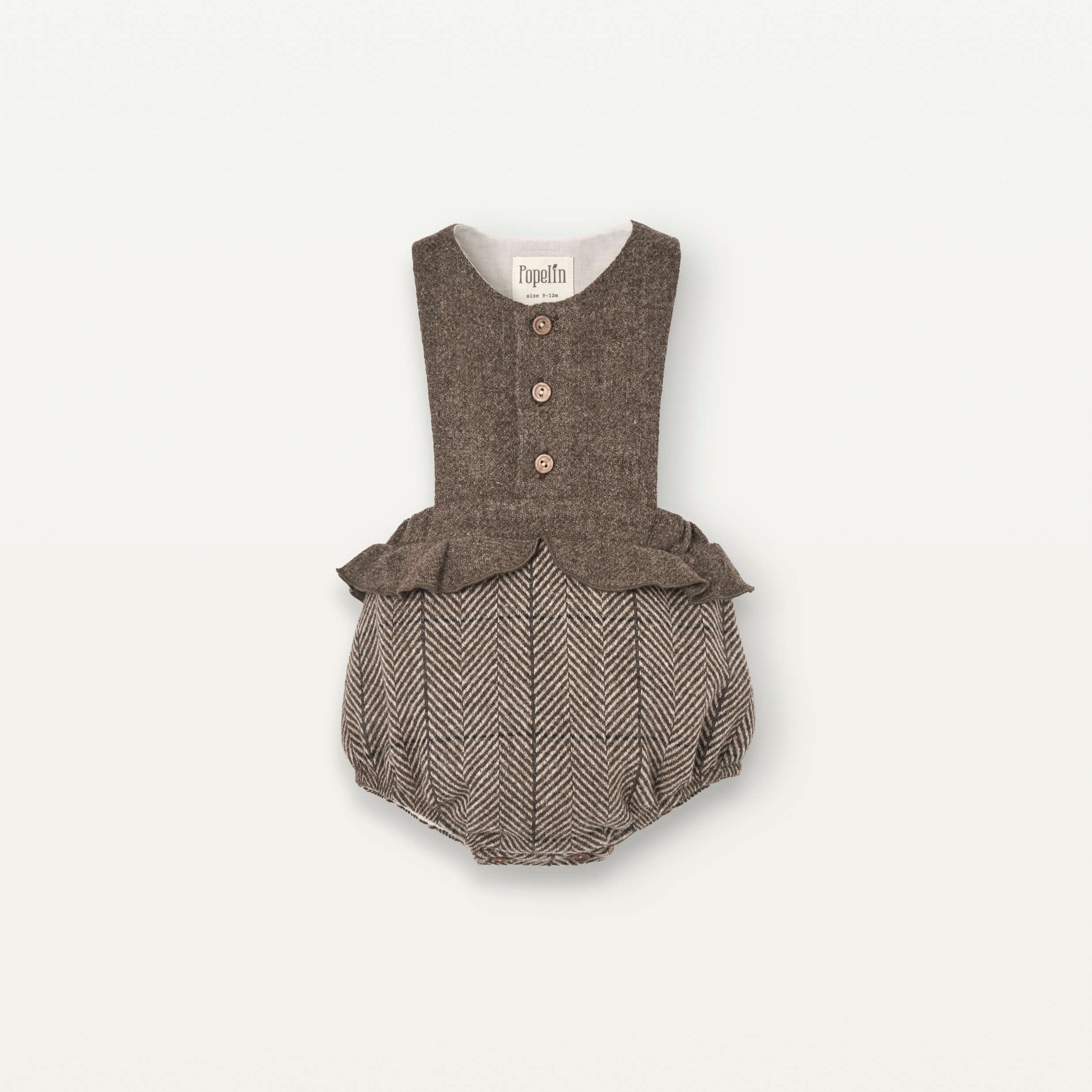 popelin / woollen romper suit with bib / Brown