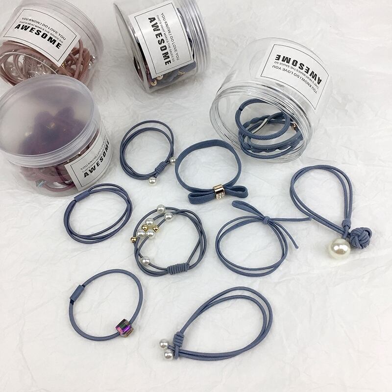 タイヘアラバーバンドスモールフレッシュモリタイヘアロープヘアアクセサリーシンプルで甘いヘッドロープジュエリーヘアリングセット ブラック・アイド・ピーズ58502983046