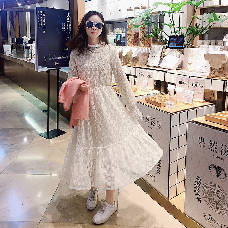 【新作】【送料無料】 マタニティウェア2020秋冬新作ファッションレーススモールフレッシュドレス オータム 秋物 ウィンター 冬物 expec214122156921