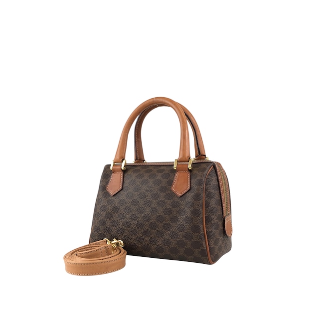 CELINE セリーヌ マカダム ショルダーバッグ ブラウン PVCレザー 2WAY ミニバッグ vintage ヴィンテージ オールド 6ryc2n