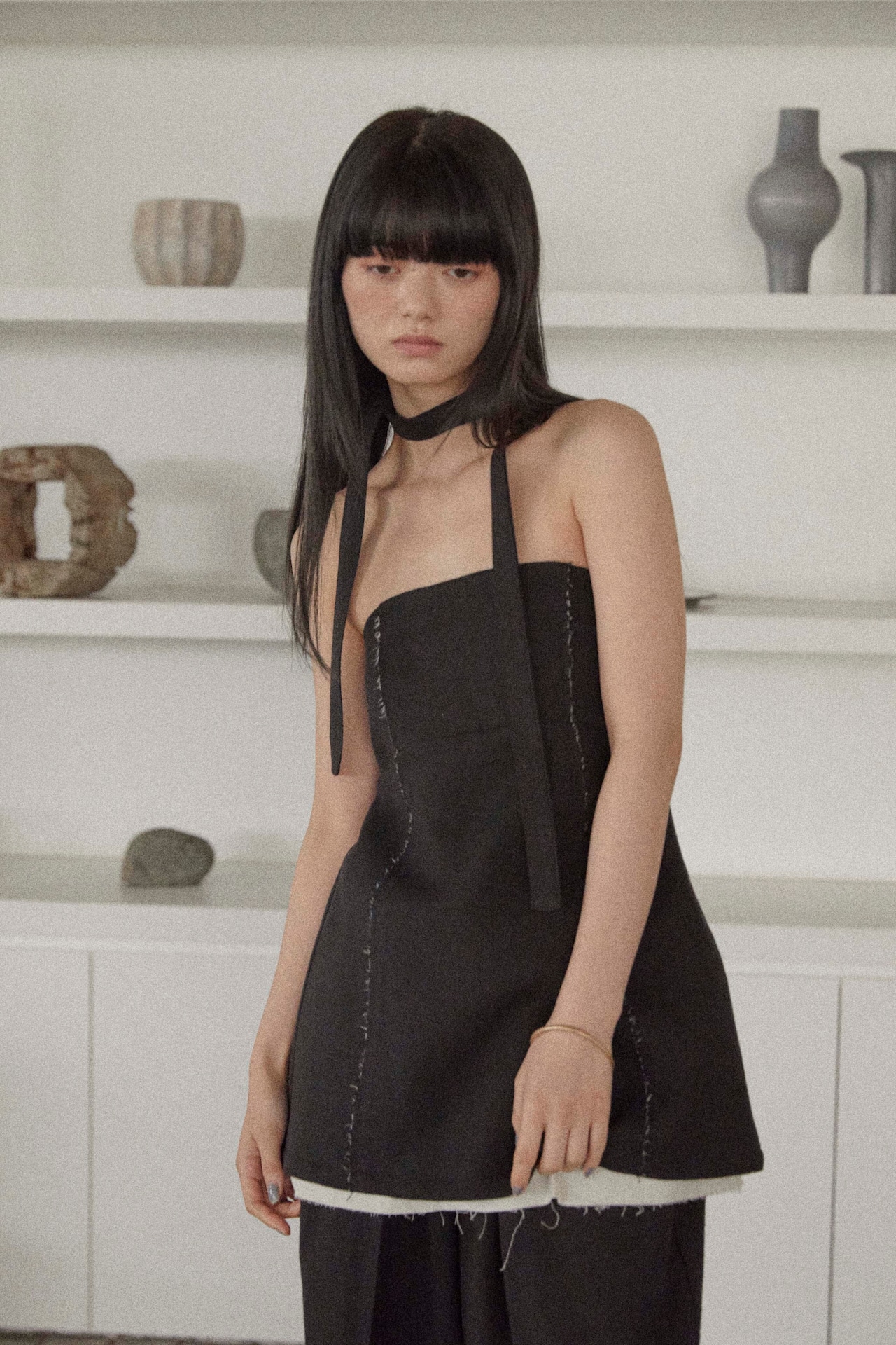 DU250503 linen like layered bare tunic【残り3点】