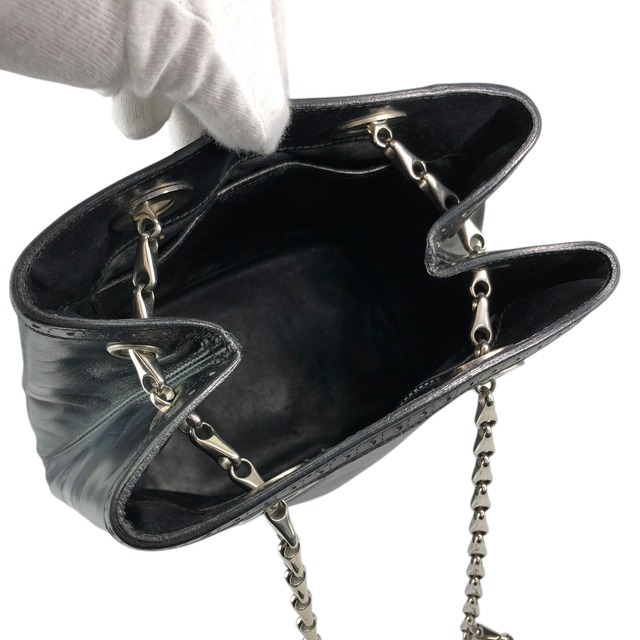 CELINE セリーヌ ショルダーバッグ ブラック ロゴ レザー チェーン vintage ヴィンテージ オールド hx5ihk