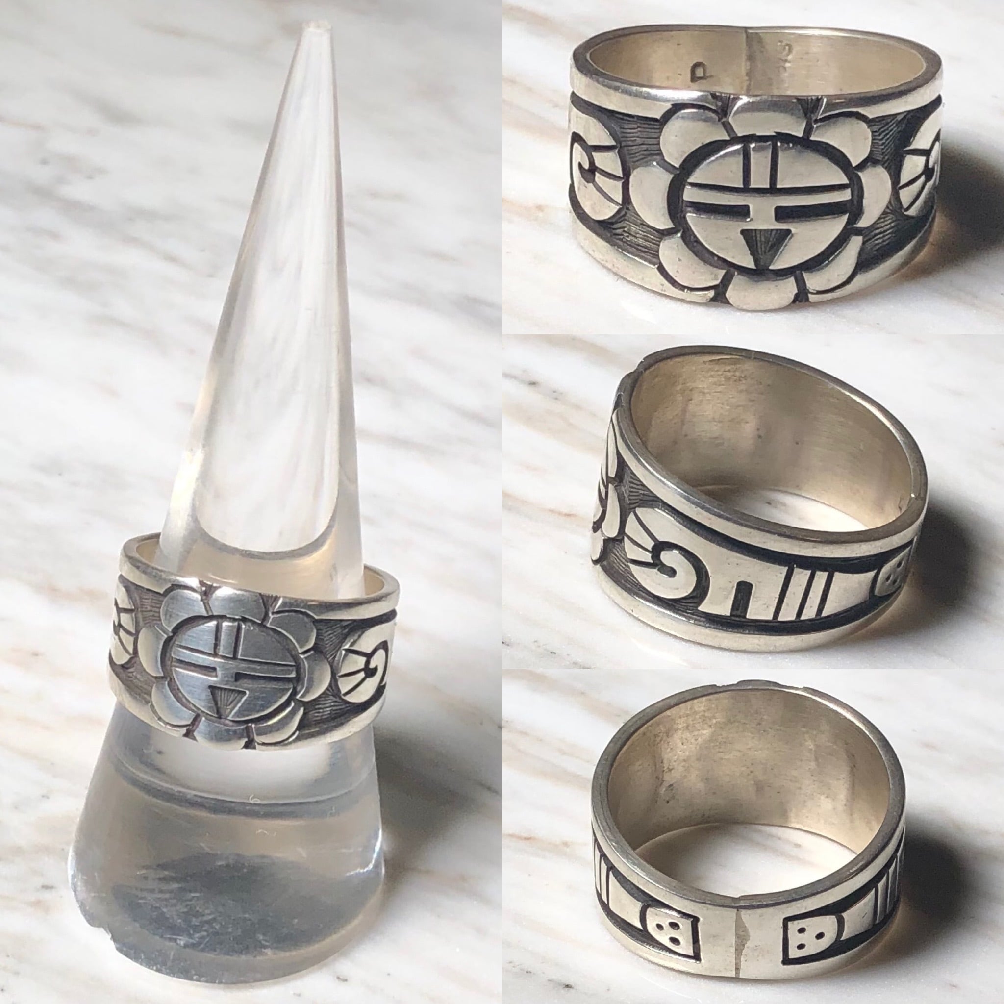 FERNANDO PUHUHEFVAYA sun face motif silver overlay ring | NOIR ONLINE