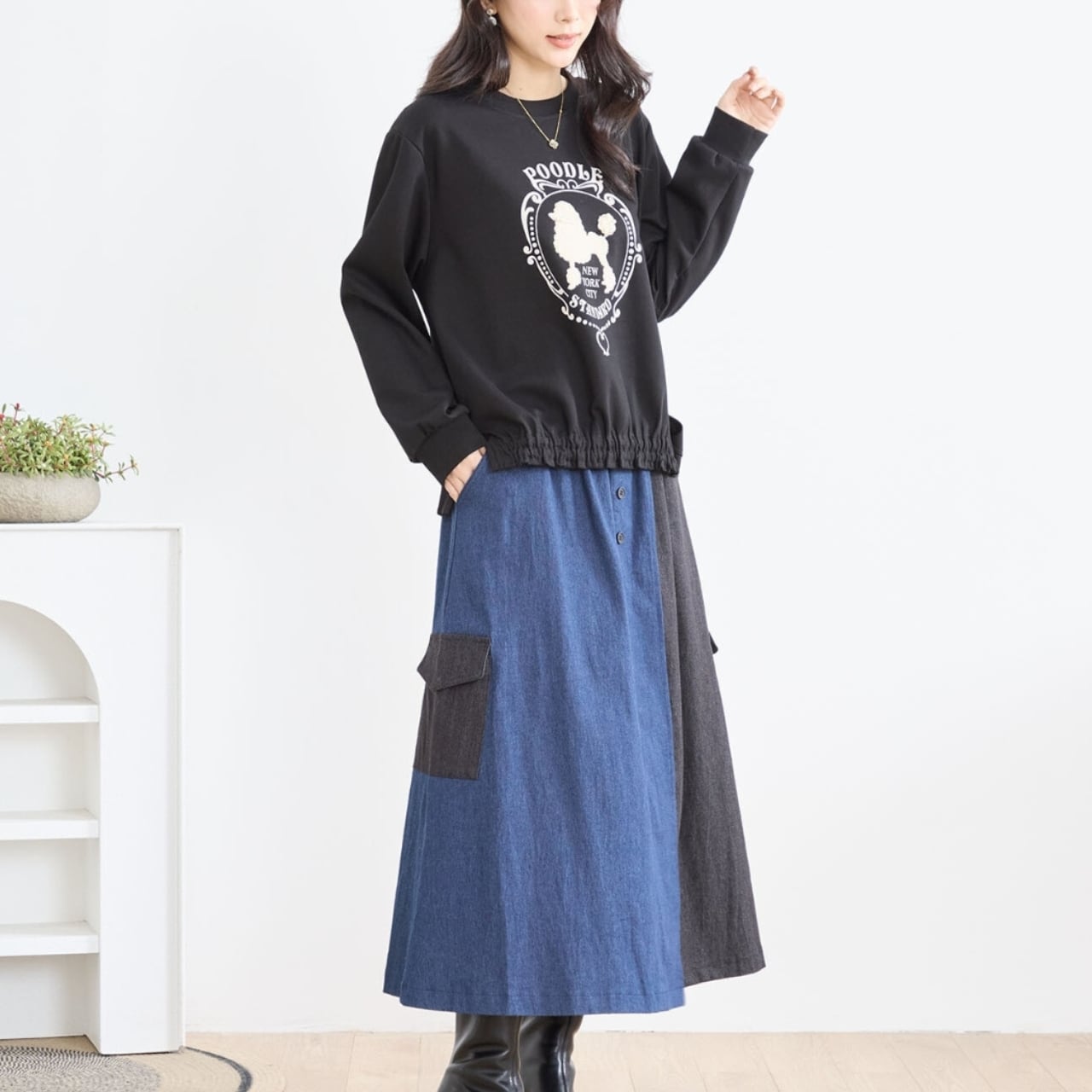 ジャンポールゴルチエ　デニム　転写　ロングスカート　アーカイブ　騙し絵 ジャンポールゴルチエ デニム 転写 ロングスカート アーカイブ