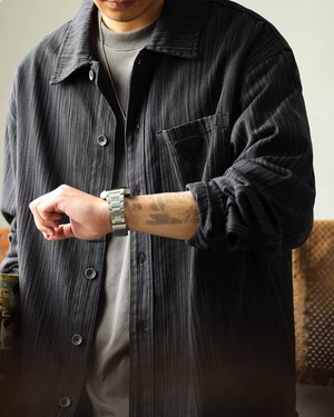 Retro Bamboo Print Shirt Jacket  K0341