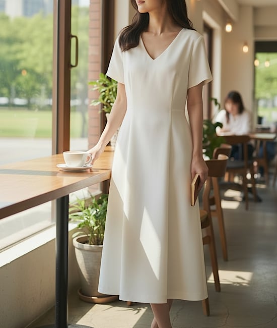 CLOSE SALE★go1811a-プリンセスフレアワンピ―スドレス・半袖デザイン