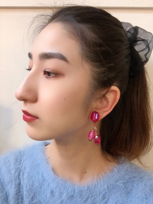 vintage red & pink beads earrings