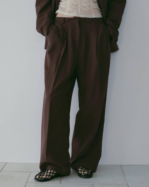 【 anuke 】Linen Tuck Pants