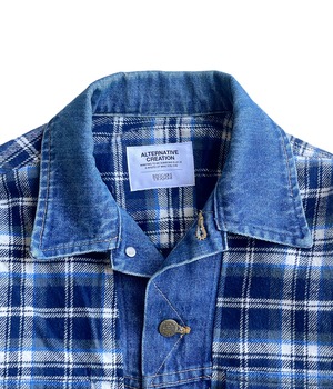 Remake shirt Jacket Used check × 80~90s Lee denim -VANDALISM-