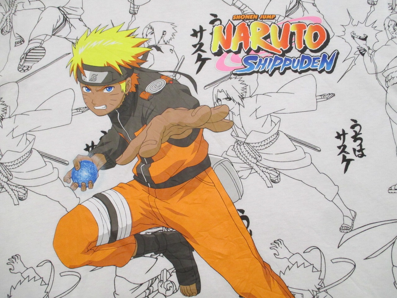 NARUTO ナルト 総柄 プリントTシャツ L 白 USAアニメ古着 | papermoon07
