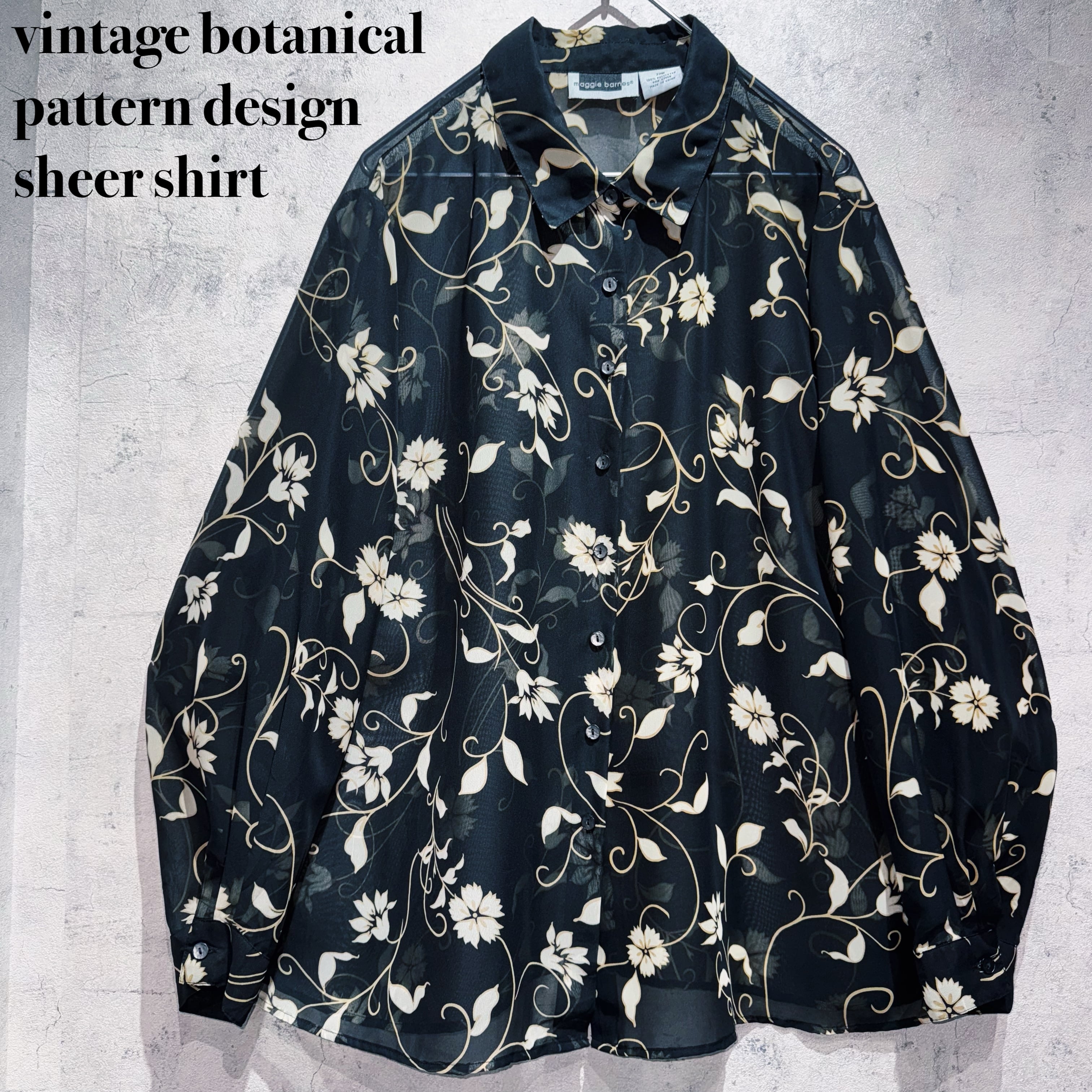 vintage botanical pattern design sheer shirt