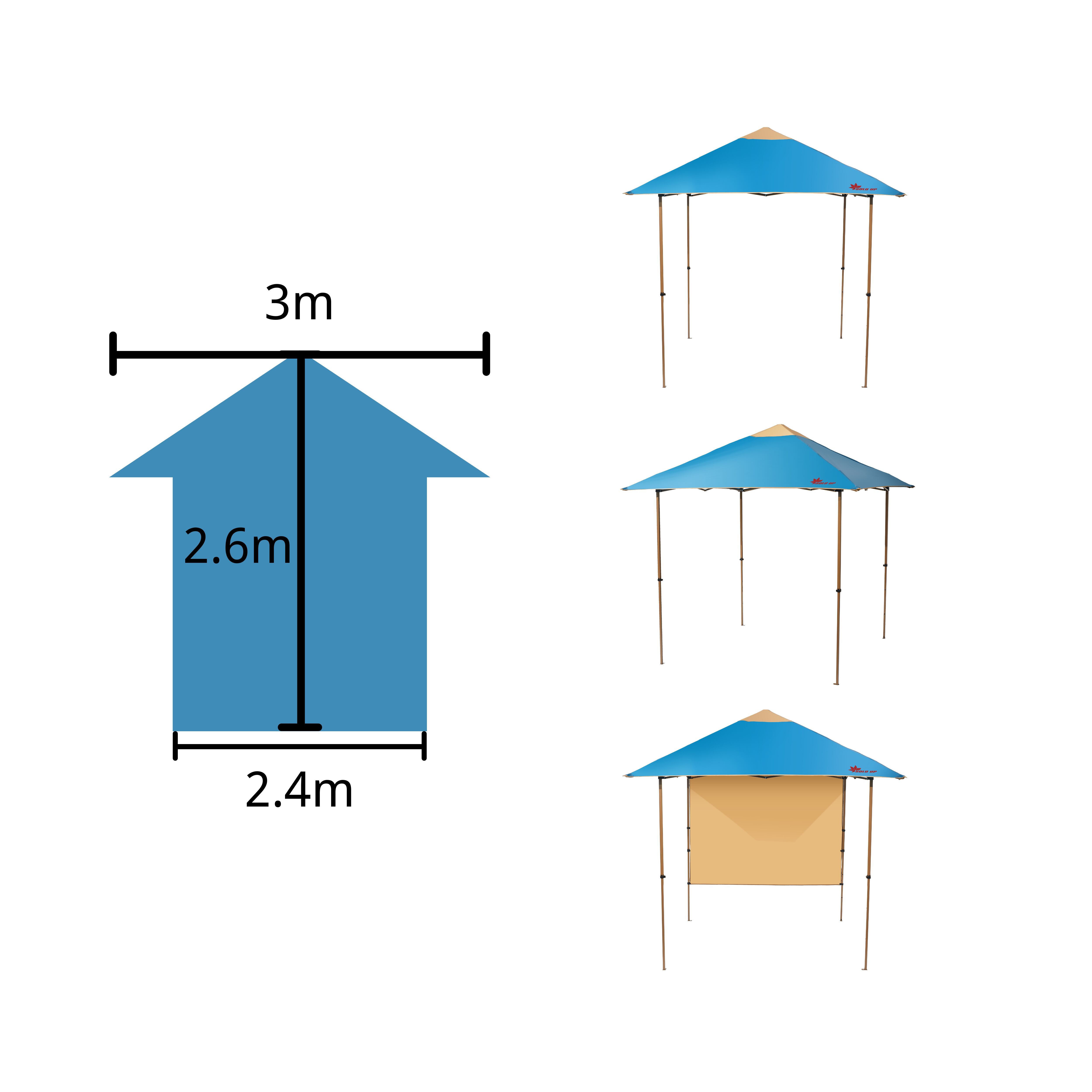 限定SOLO UP ワンアクション タープ ワンタッチ タープテント キャンプ テント アウトドア サンシェード 横幕付き 2.5m 250 タープ