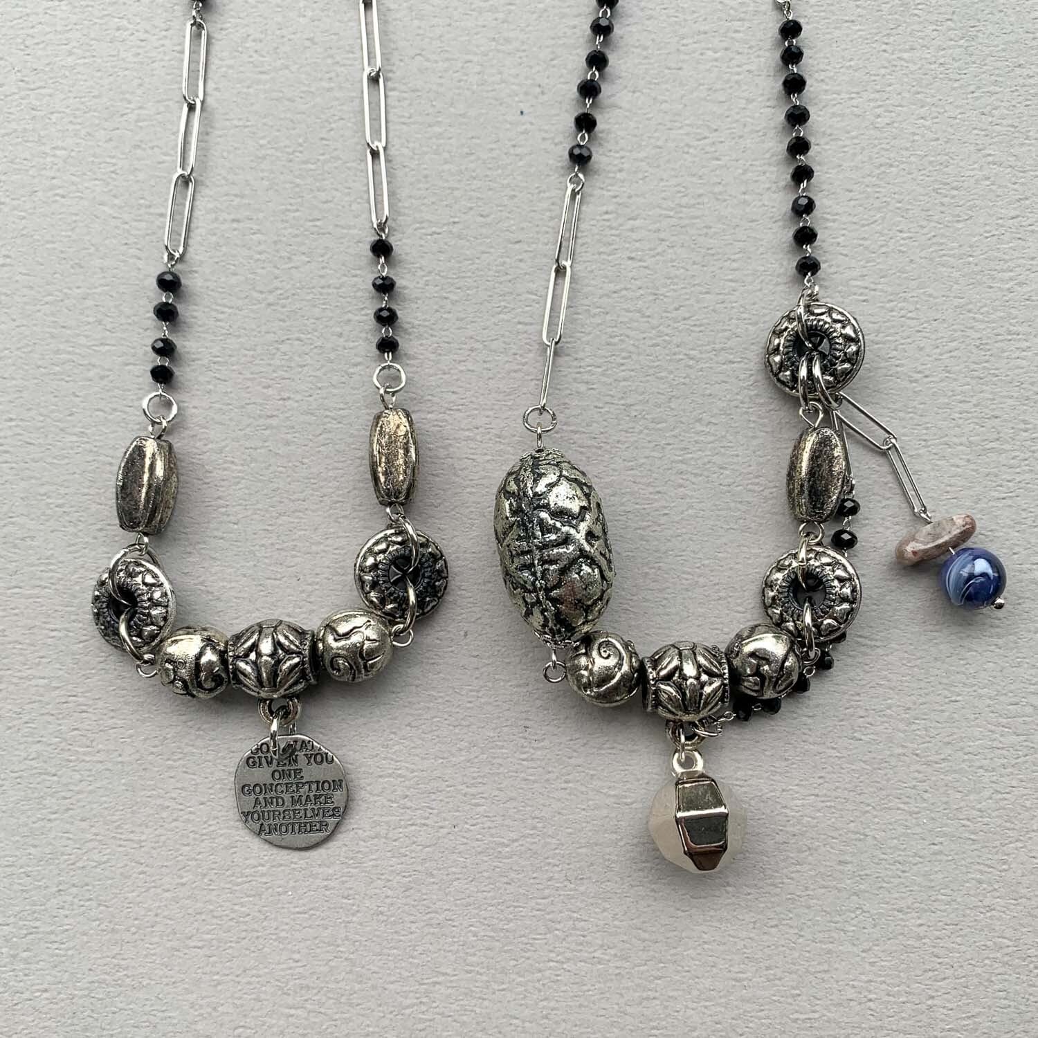 アンティーク風シルバービーズネックレス | Dua-アクセサリーパーツ
