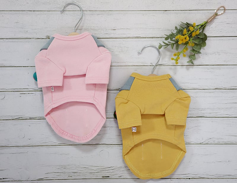 ポンポン襟Tシャツ S ~ XL 2color  /  犬服 トップス ドッグウェア 春夏 新作 犬の服 犬 猫 小型犬 中型犬