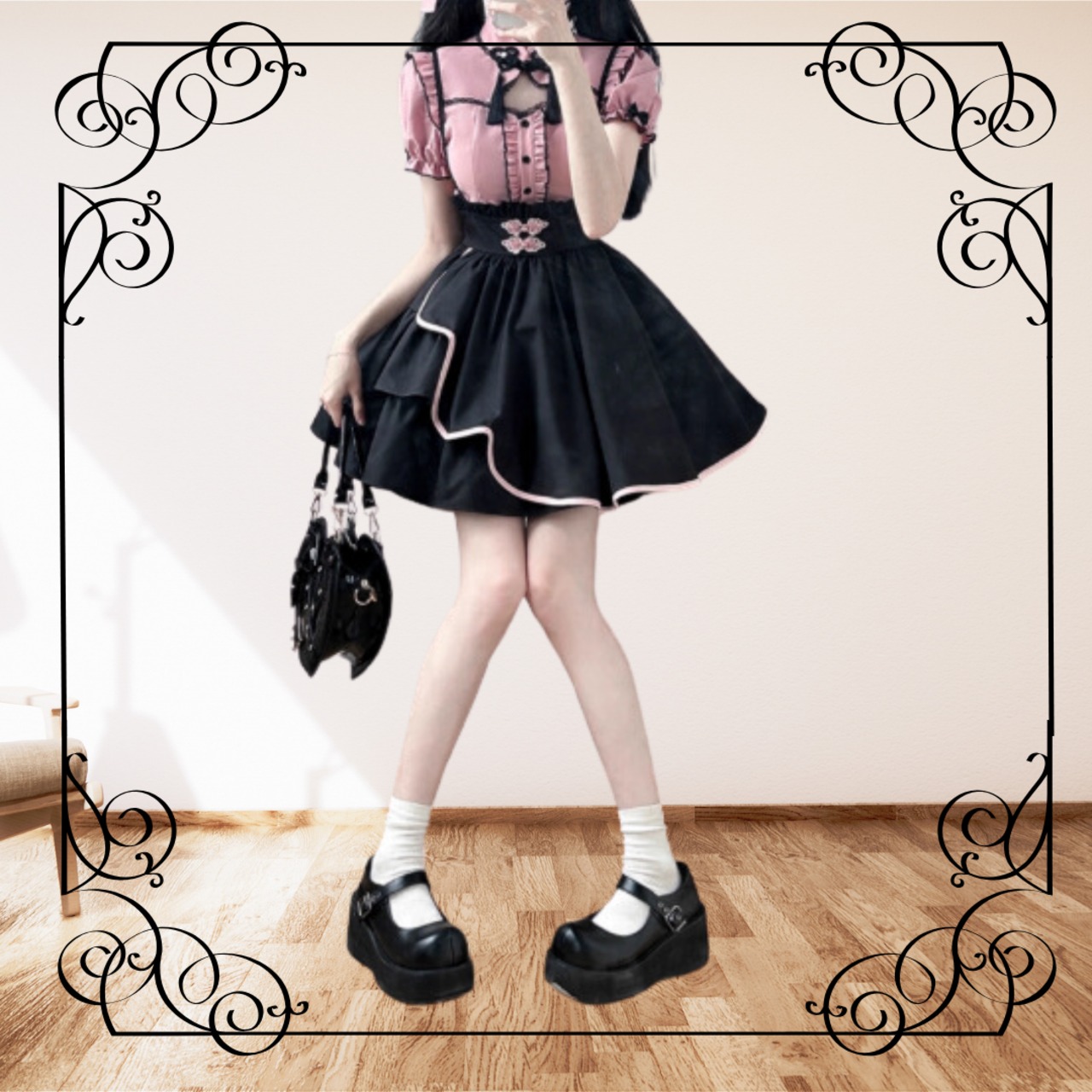 地雷系セットアップ【トップス単体】 T142 | Pink Puff 地雷系セットアップ【トップス単体】 T142 | Pink Puff