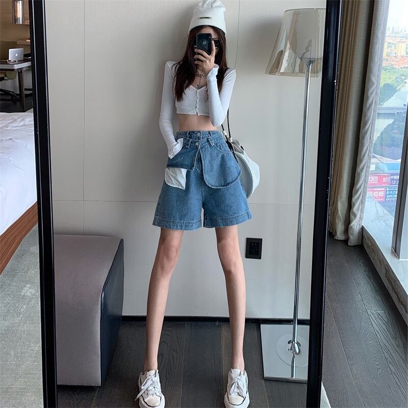 パンツ ダブルジーンズ ウェストルーズショーツ スプリング 春物 サマー 夏物 ブルマー ワイドレッグ ワイドパンツ ドラファッションホール72420981379