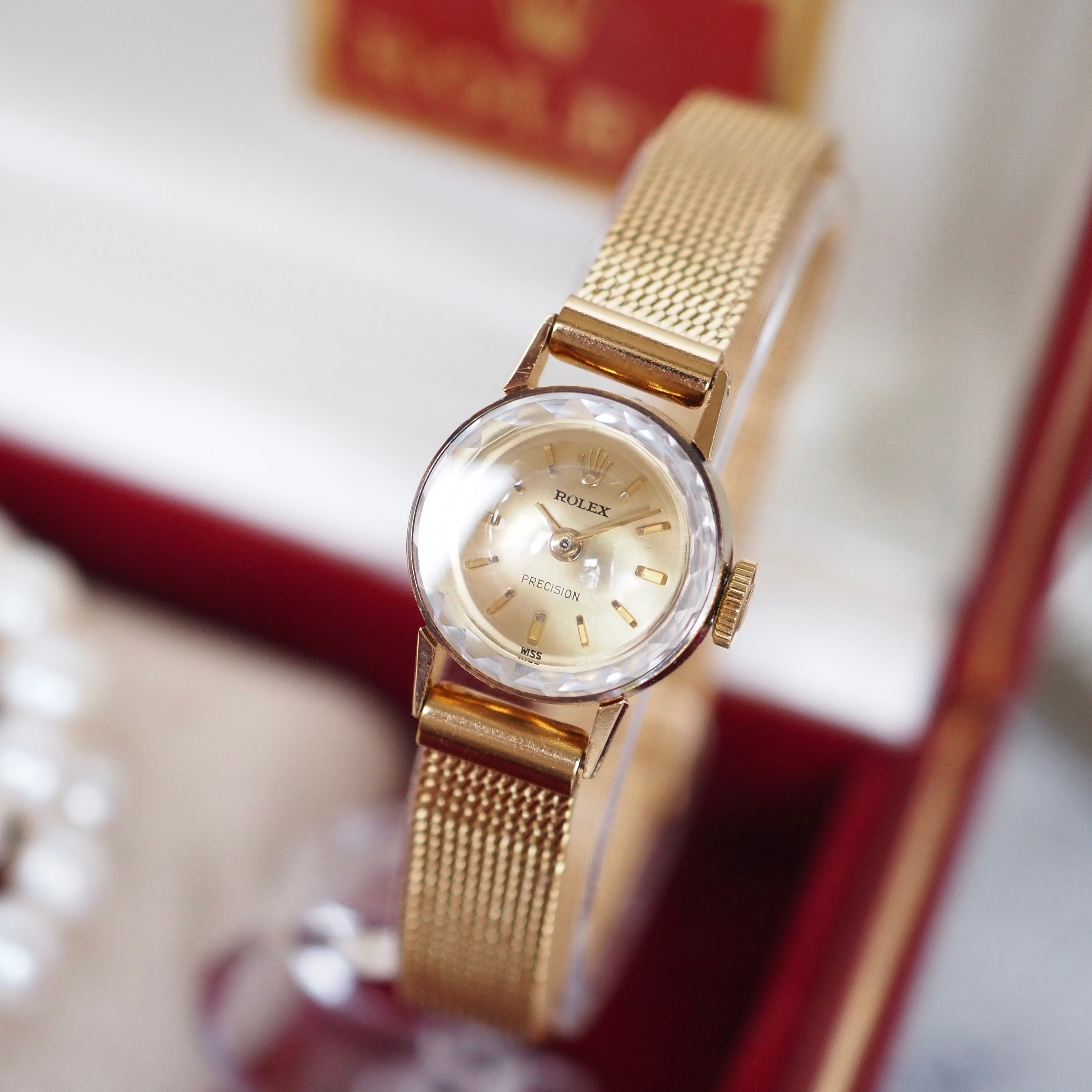 OH済 ROLEX ロレックス precision サファイアカットガラス ドレス