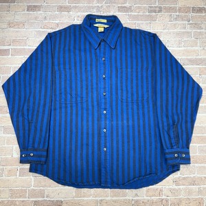 ST JOHN'S BAY FLANNEL BLUE STRIPE SHIRT