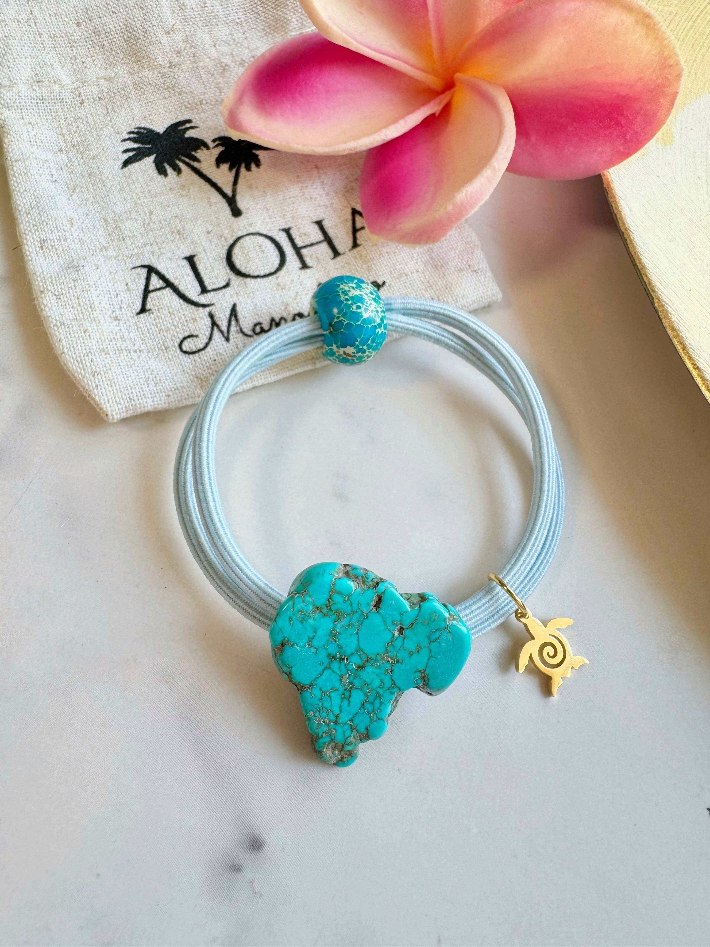 Turquoise×Honu hair accessory(ターコイズ×ホヌ、海亀ヘアゴム)