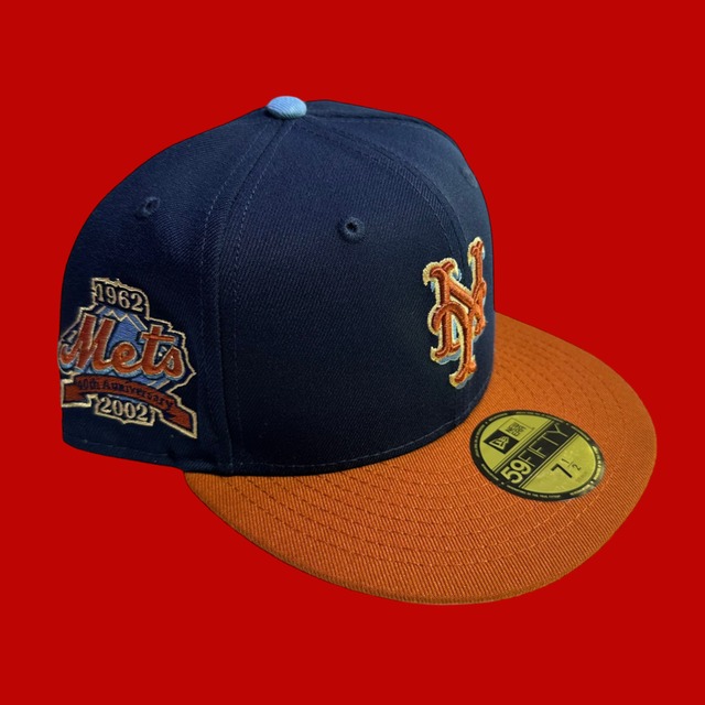 New York Mets 40th Anniversary New Era 59Fifty Fitted / Navy,Brick (Light Blue Brim)