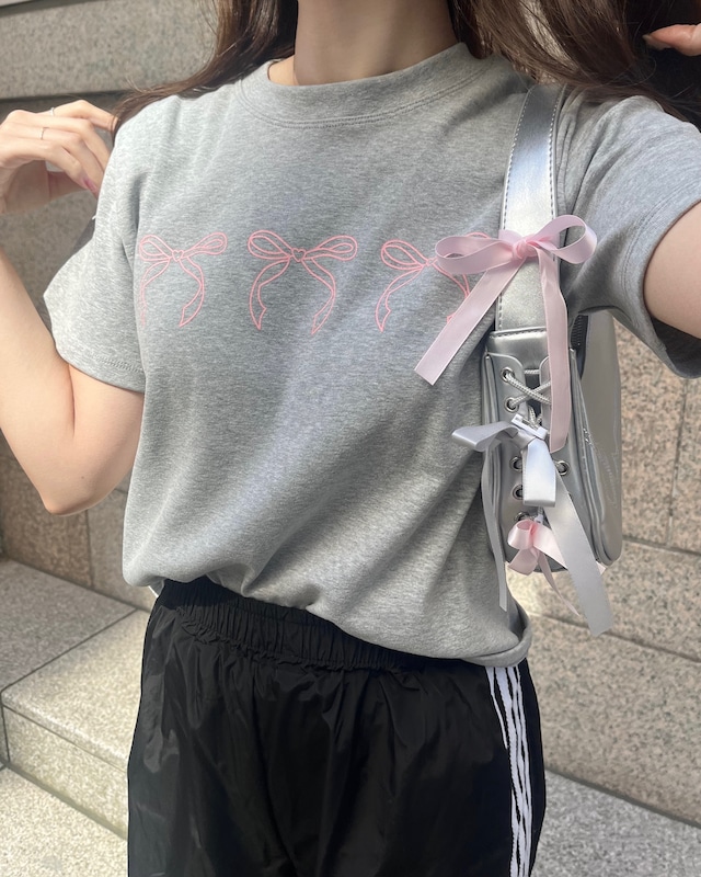 【more than cutie pie】ribbon print Tshirt