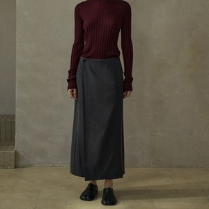 Minimal Wrap-Style Long Skirt  T3681