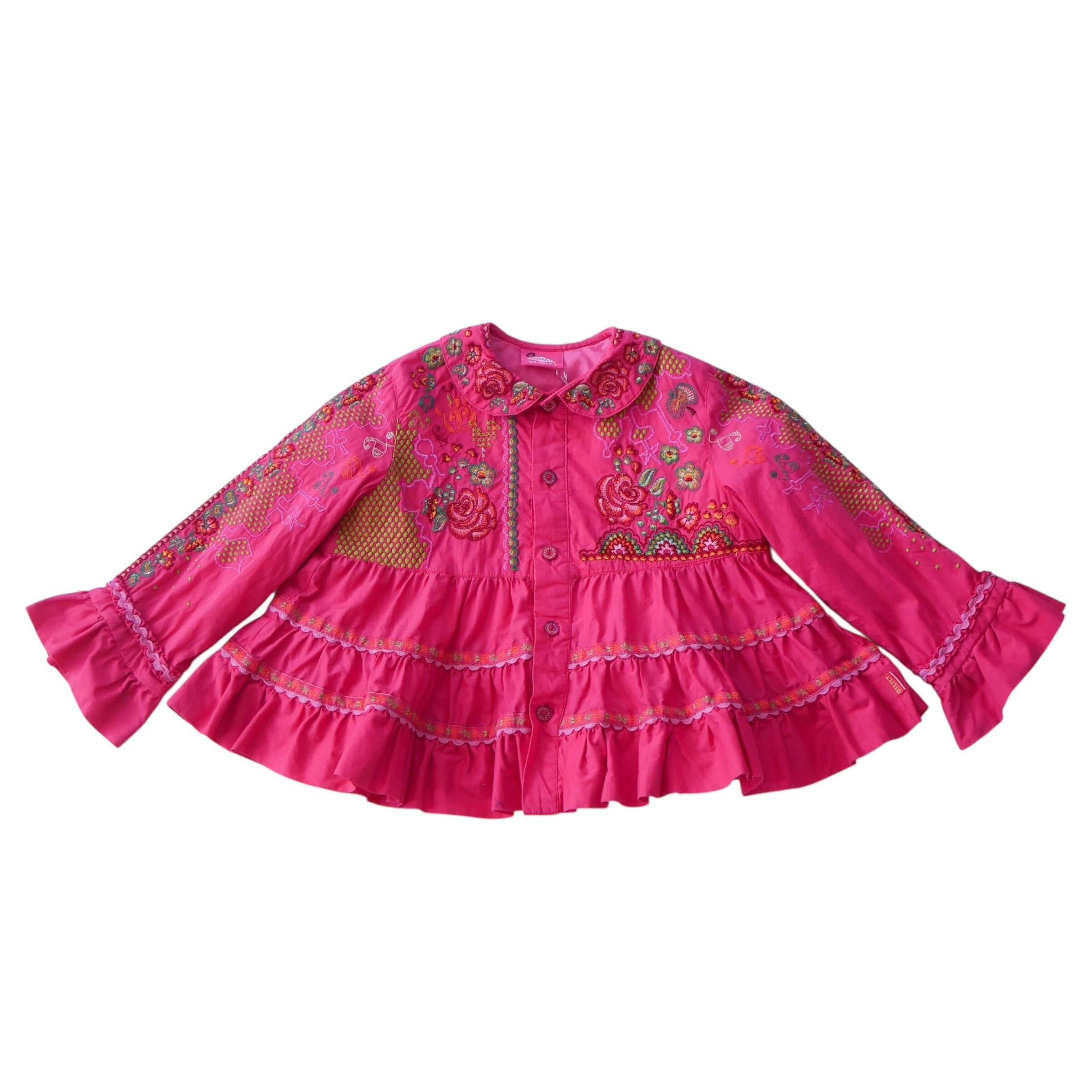 Vintage | Flower embroidered blouse