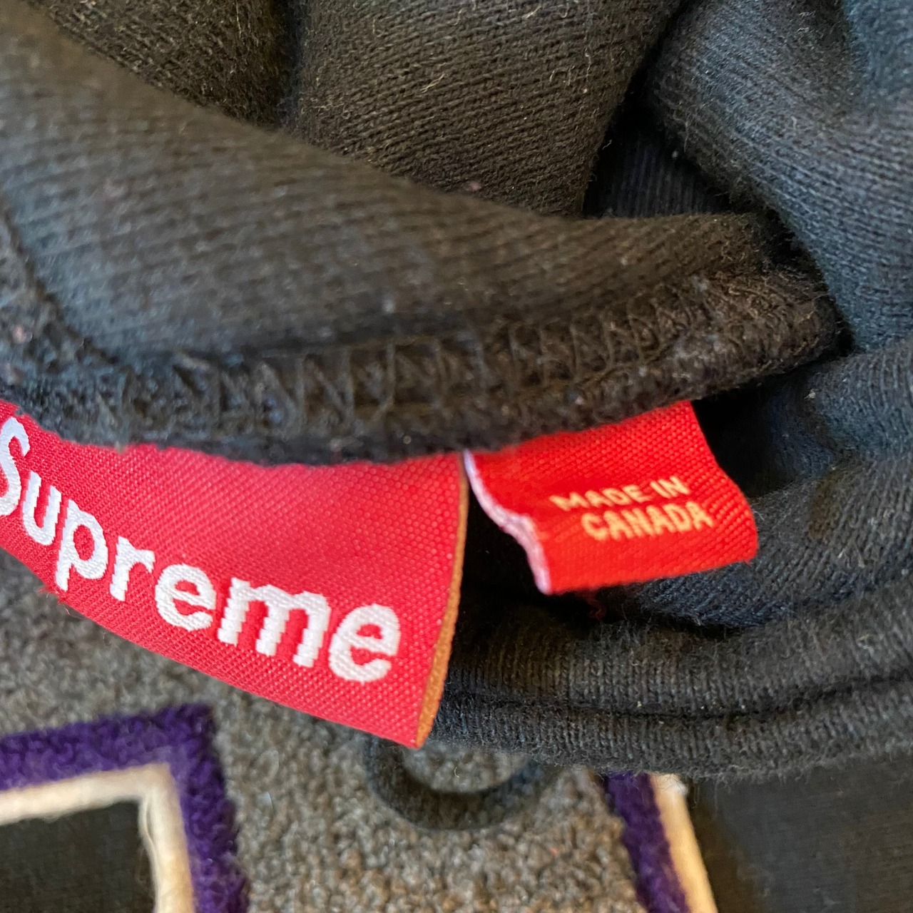 supreme シニールワッペン リバース パーカ 黒 XL | bigpink1919 