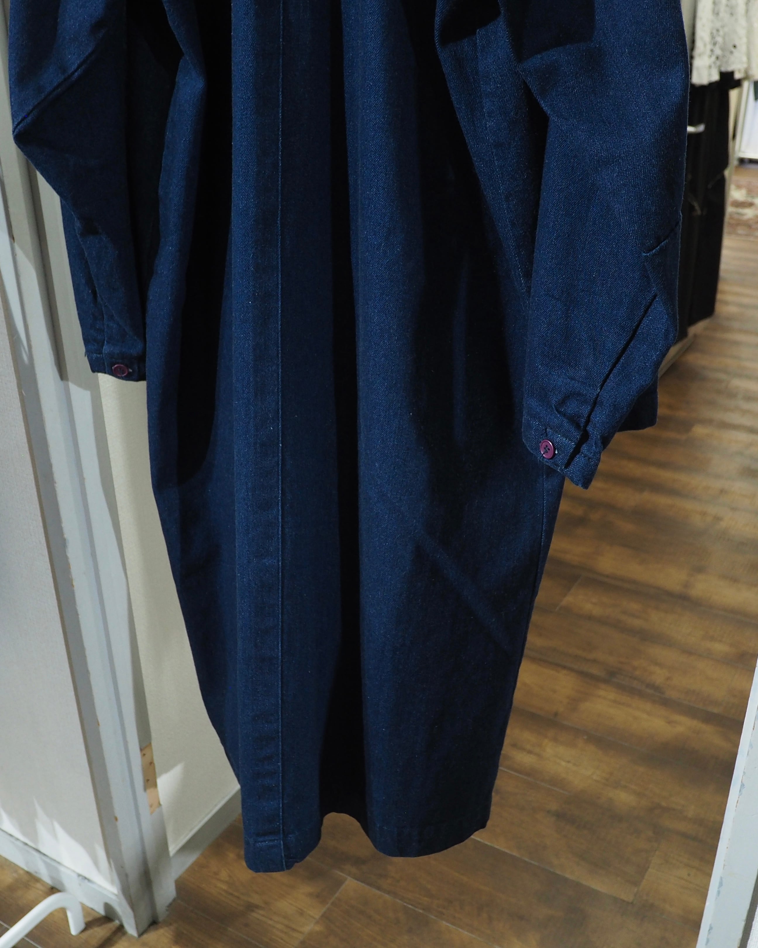 1980 - 90s ” 群青 ” Beautiful Indigo Blue Color Vintage Long Denim Coat