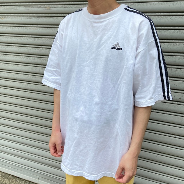 90s adidas ワンポイントロゴTシャツ　パフォーマンスロゴ　三本線　L