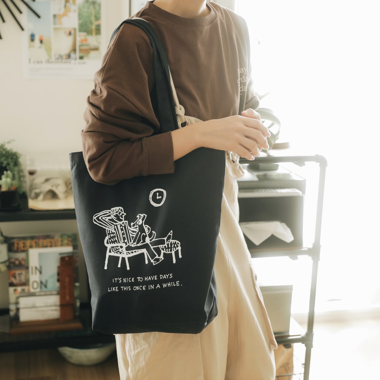 "It's nice to have days like this once in a while." Tote bag