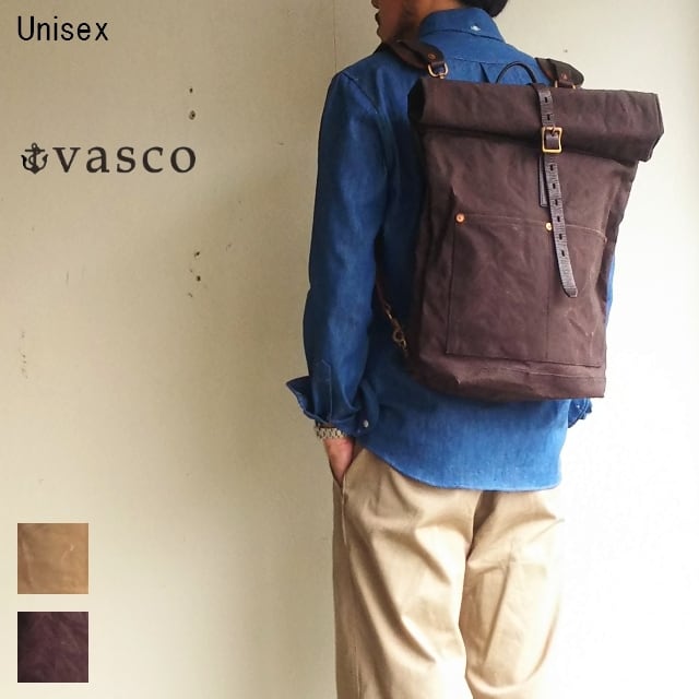 Vasco キャンバスレザーロールトップリュックサック Canvas Leather Rolltop Rucksack Vs 5p Black C Countly Online Store メンズ レディス ユニセックス通販