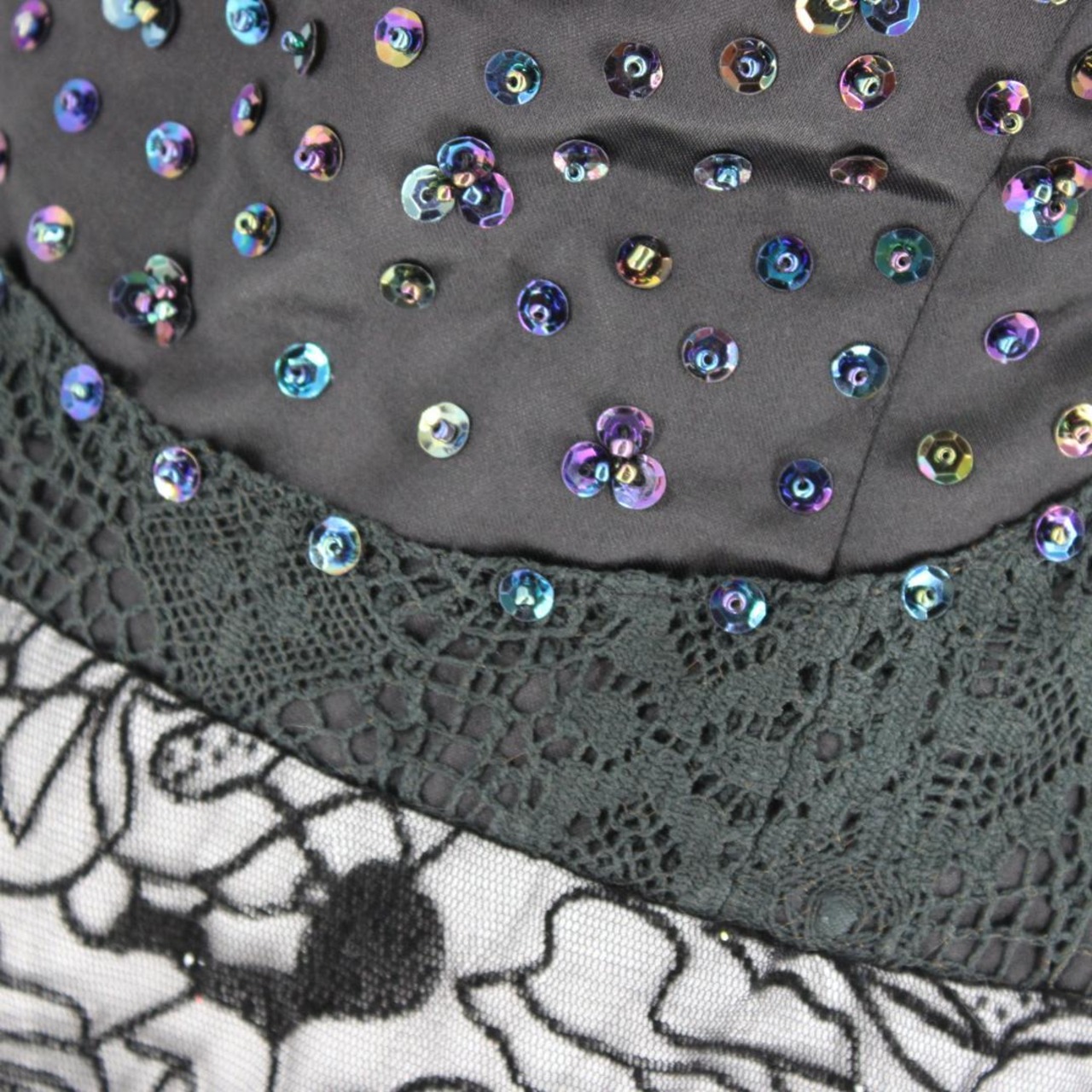 【美品 社交ダンス衣装】ワンピース ドレス beautiful bright dress レース 黒 ブラック フェミニン かわいい スパンコール