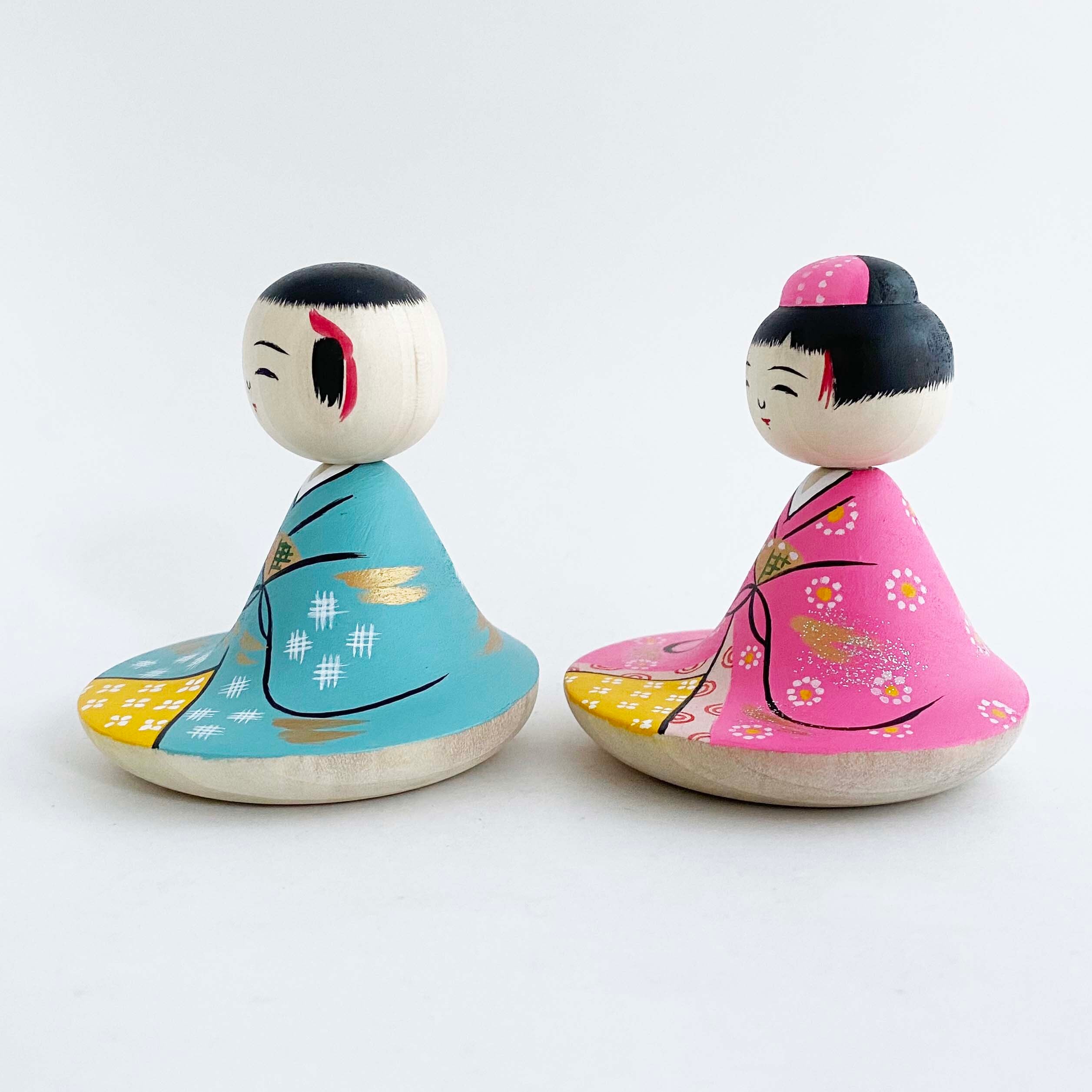 復刻 昭和の雛こけし(大ペア)ぼんぼり付き 描彩/笹原綾工人