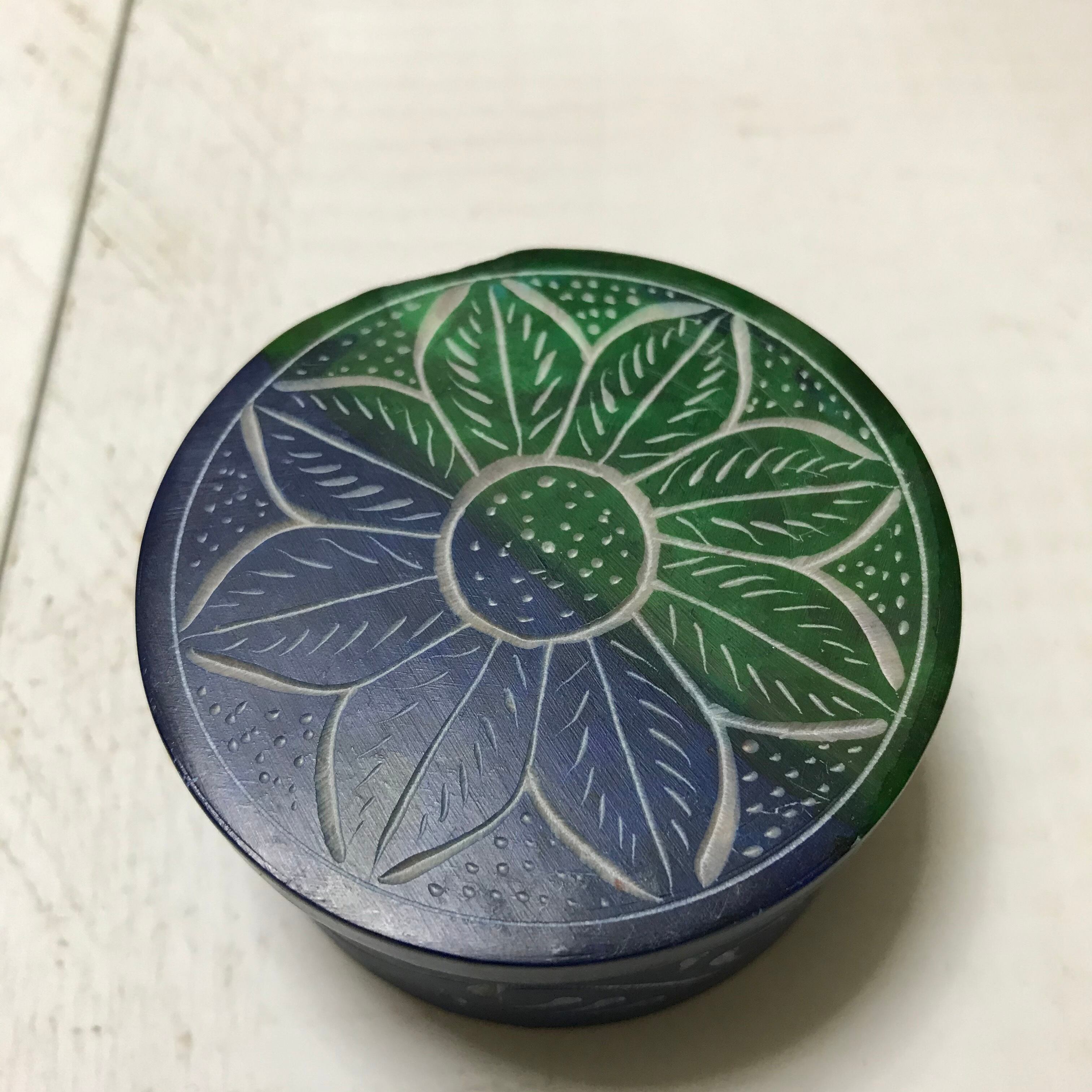 ソープストーンラウンドBOX2種(グリーンブルー)